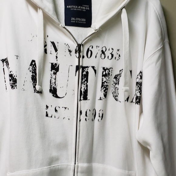 White Ladies Zippered Hooded Sweater /Jacket Size 2XL - Picture 3 of 5